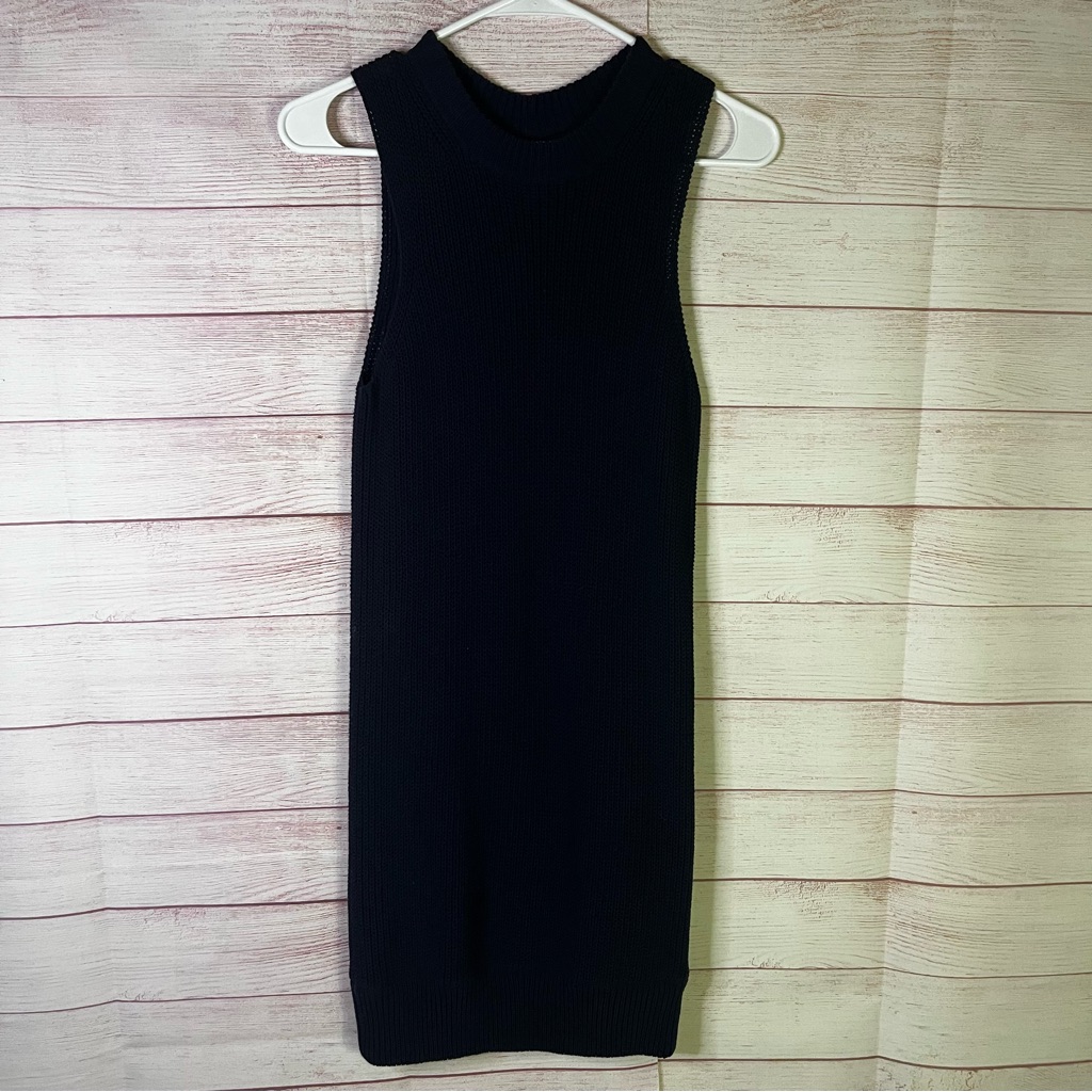 Brochu Walker Adia Tunic Navy Blue Sleeveless Knit Sweater Dress Size Xs